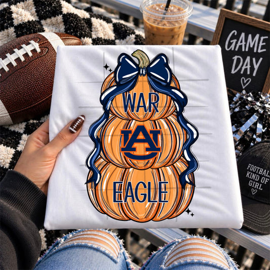 WAR EAGLE football pumpkins bow - DTF TRANSFER (TDC)