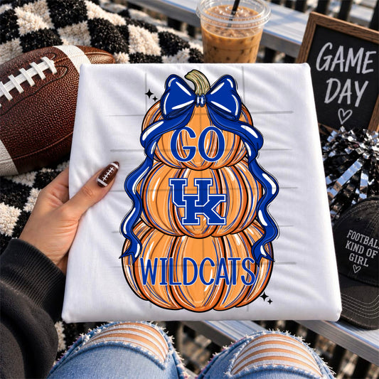 WILDCATS football pumpkins bow - DTF TRANSFER (TDC)