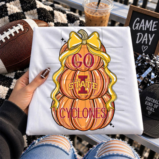 CYCLONE football pumpkins bow - DTF TRANSFER (TDC)