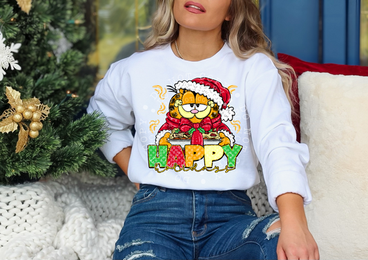 Cat happy holidays - DTF TRANSFER (Throwback Throwdown Collab)
