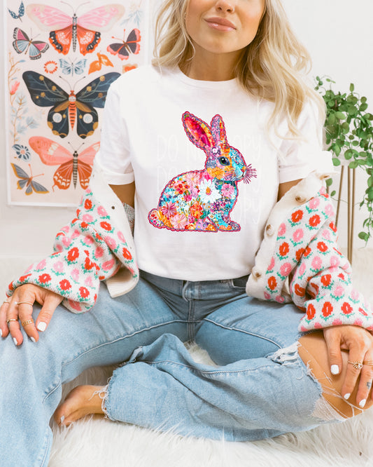 Floral bunny - DTF TRANSFER (PHDC F25)