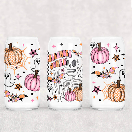 Halloween junkie skellie - UV dtf wrap 16oz libbey : CSC