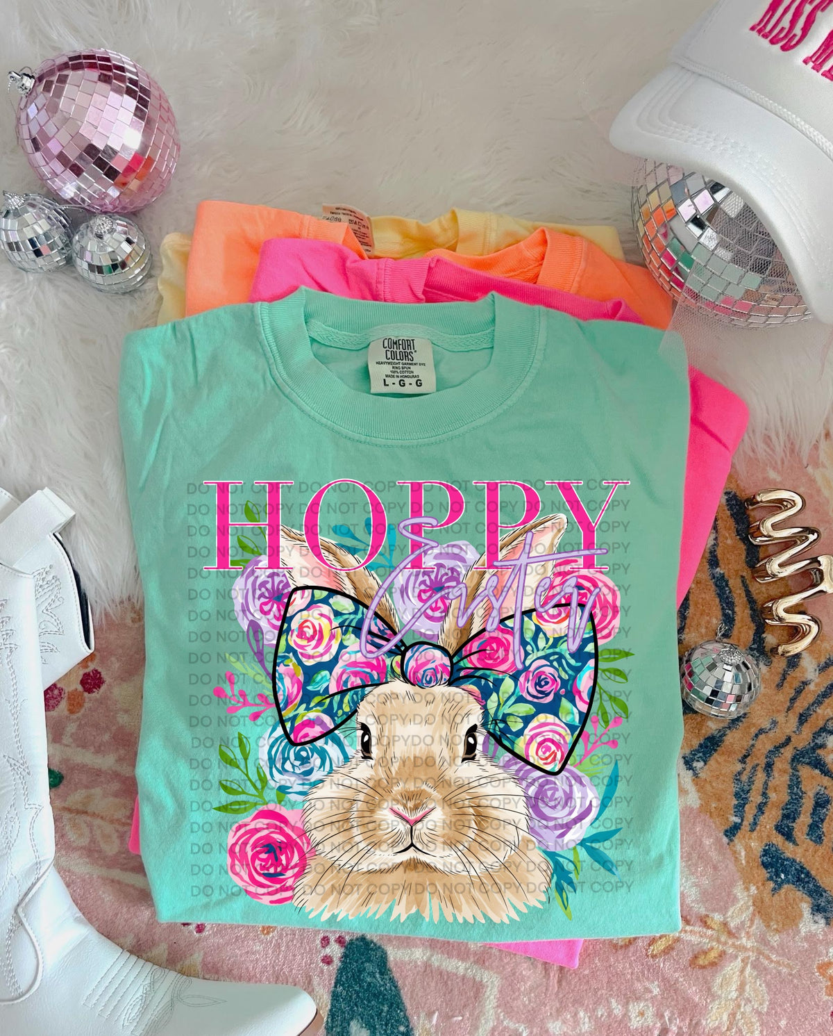 Hoppy Easter floral bunny - DTF TRANSFER (Eggstravaganza multi designer collab)