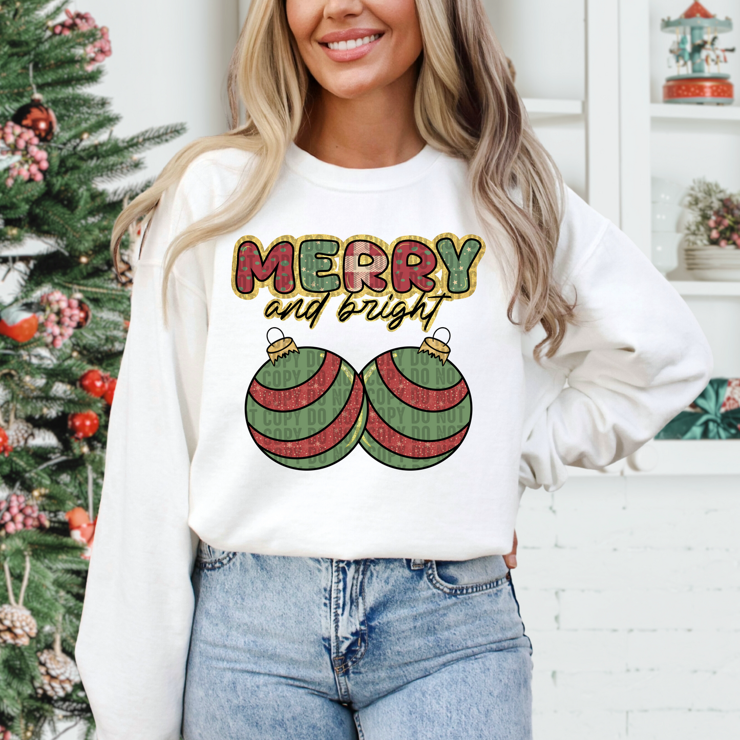 Merry and bright ornaments - DTF TRANSFER (LCD)