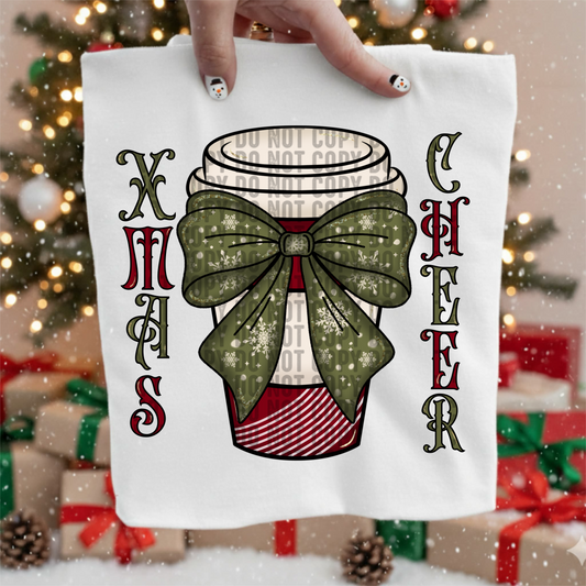 Xmas cheer coffee bow - DTF TRANSFER (LCD)