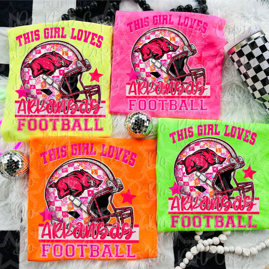 Razorbacks ; This girl loves football - DTF TRANSFER (VDS)