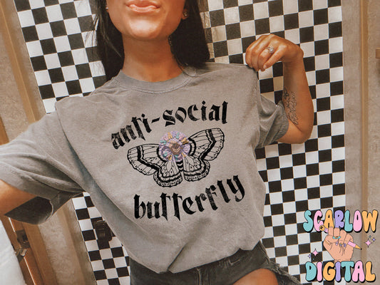 Anti social butterfly black - DTF TRANSFER (Scarlow N24)