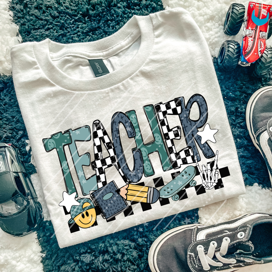 TEACHER cool dude skater - DTF TRANSFER (CNC)