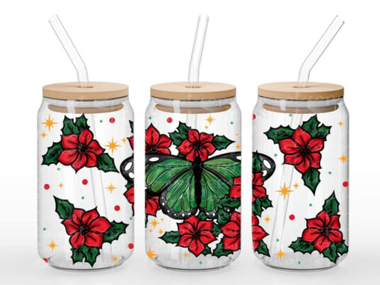 Christmas butterfly - UV dtf wrap 16oz libbey : MMDD