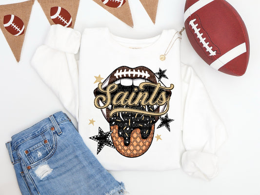 Saints Ice Cream Drip Tongue - DTF TRANSFER (SCG AUG25)