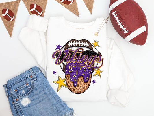 Vikings Ice Cream Drip Tongue - DTF TRANSFER (SCG AUG25)