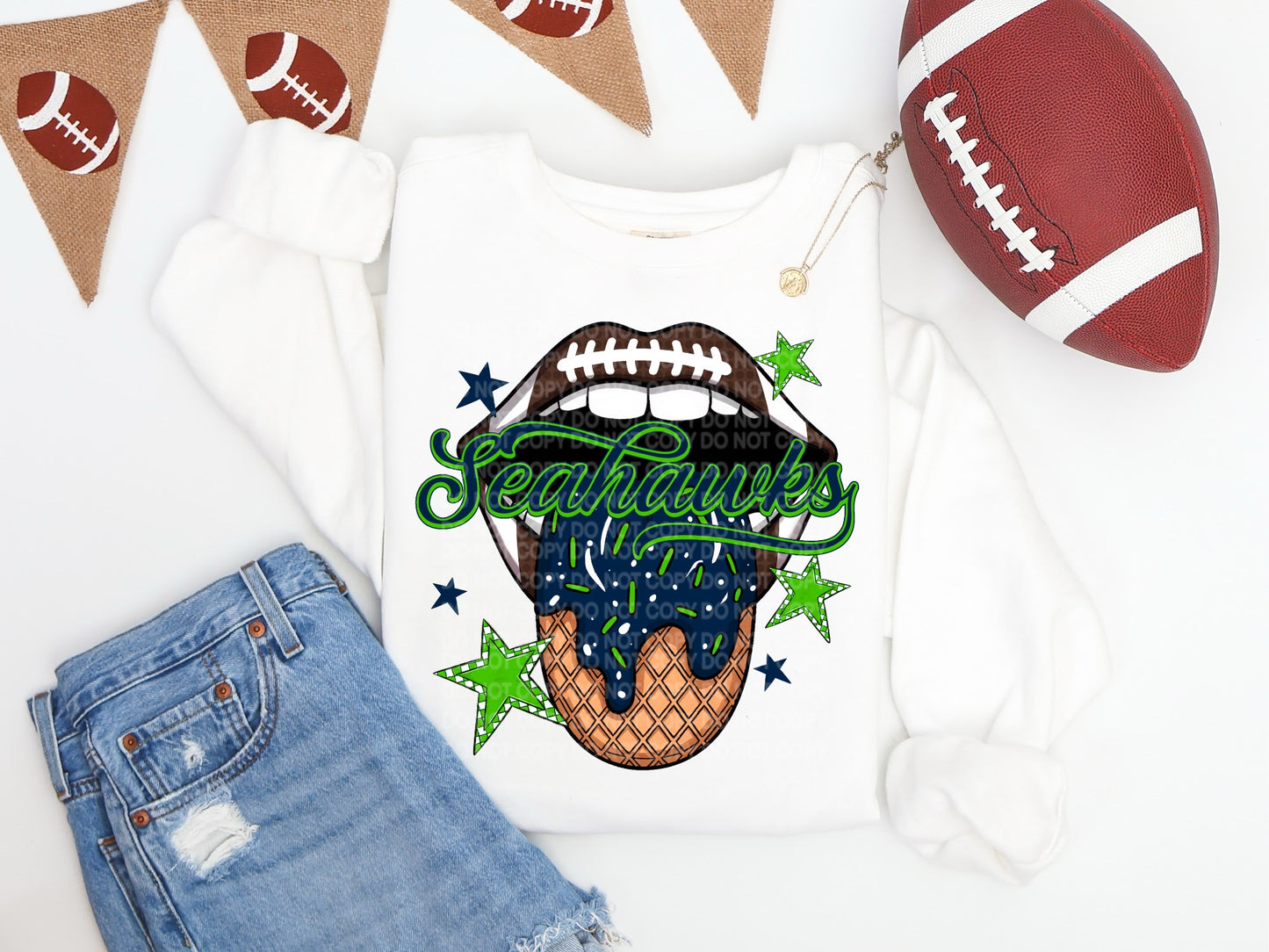 Seahawks Ice Cream Drip Tongue - DTF TRANSFER (SCG AUG25)
