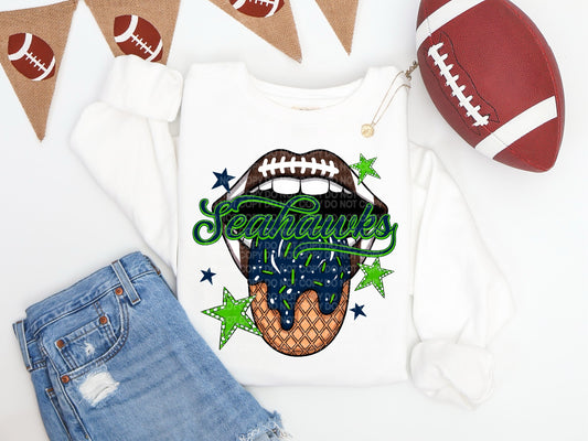 Seahawks Ice Cream Drip Tongue - DTF TRANSFER (SCG AUG25)