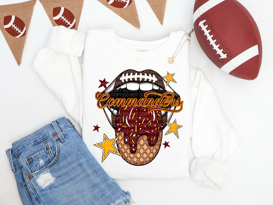 Commanders Ice Cream Drip Tongue - DTF TRANSFER (SCG AUG25)