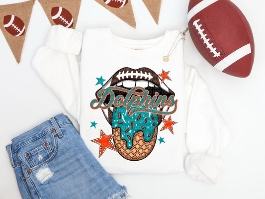 Dolphins Ice Cream Drip Tongue - DTF TRANSFER (SCG AUG25)