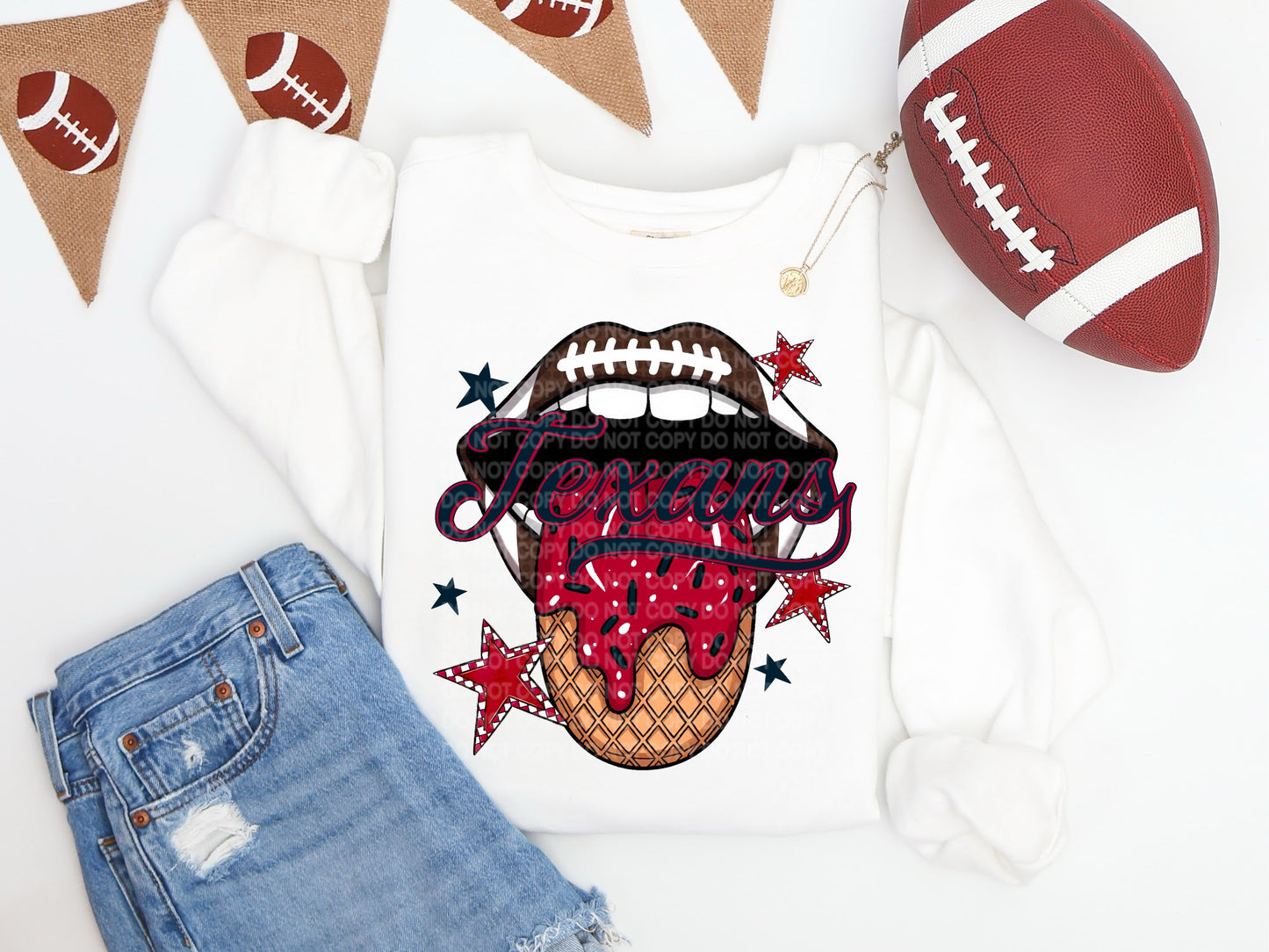 Texans  Ice Cream Drip Tongue - DTF TRANSFER (SCG AUG25)