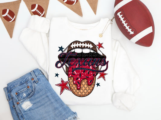 Texans  Ice Cream Drip Tongue - DTF TRANSFER (SCG AUG25)