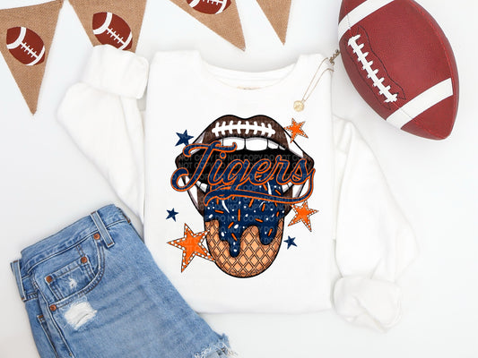 Navy & Orange Tigers Ice Cream Drip Tongue - DTF TRANSFER (SCG AUG25)