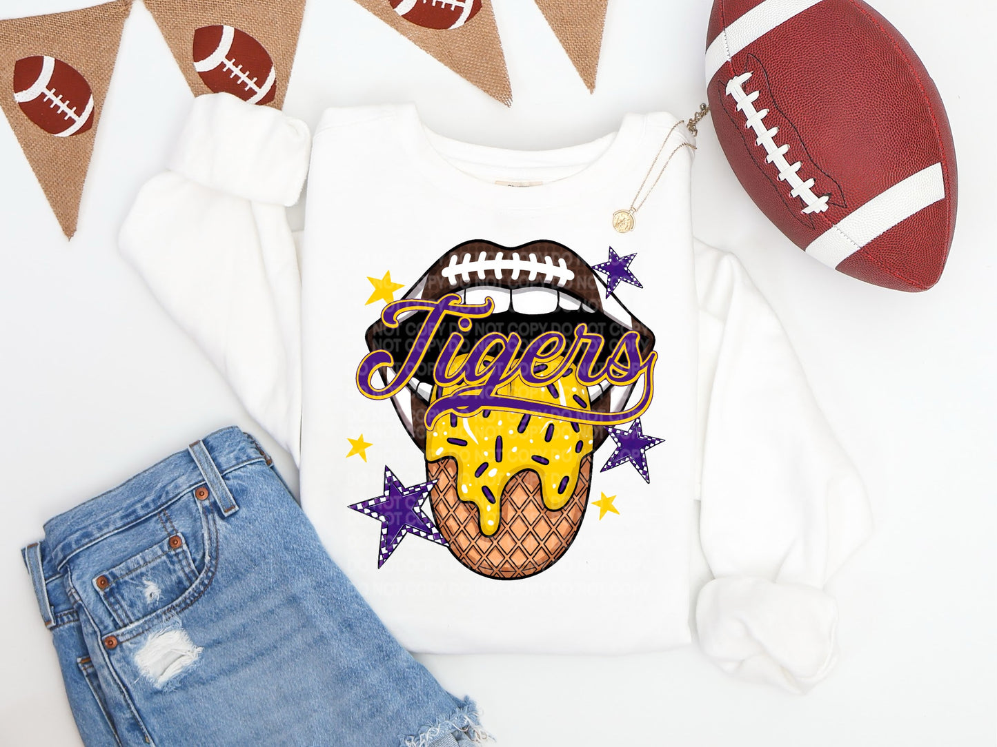 Purple & Yellow Tigers Ice Cream Drip Tongue - DTF TRANSFER (SCG AUG25)