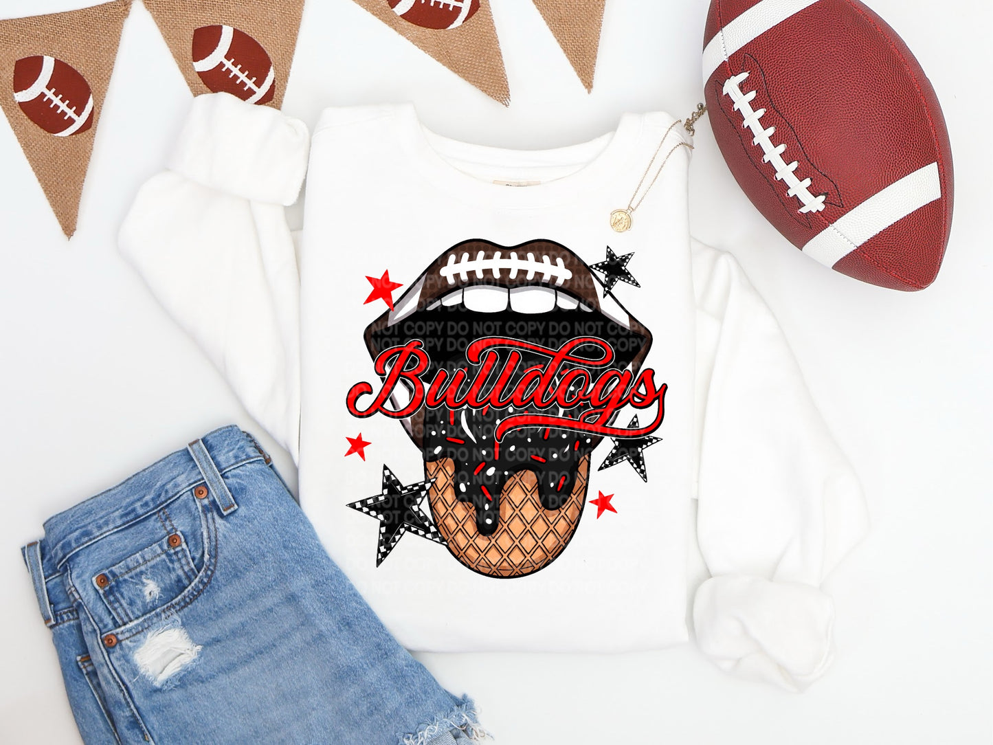 Red & Black Bulldogs Ice Cream Drip Tongue - DTF TRANSFER (SCG AUG25)