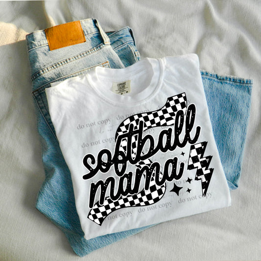 Softball Mama checkered - DTF TRANSFER