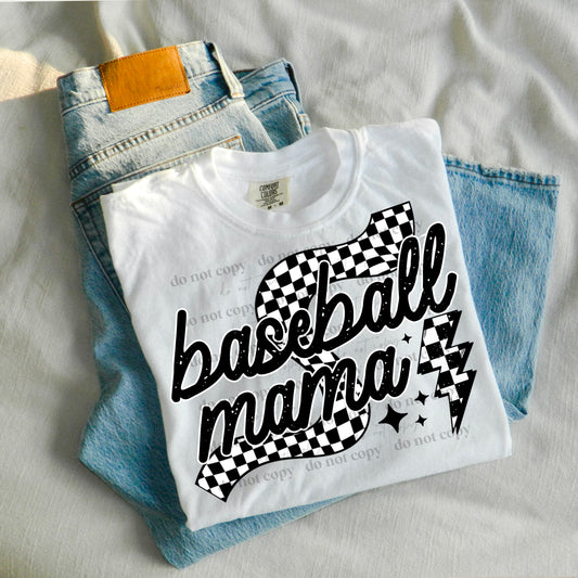 Baseball Mama checkered - DTF TRANSFER (CSC)
