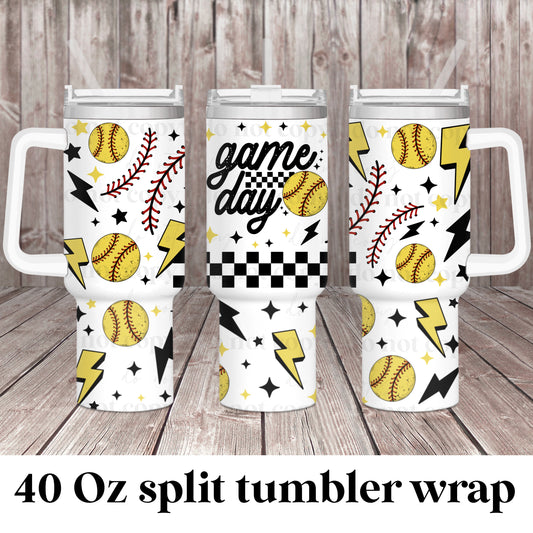 Game Day-softball; UV DTF 40OZ TUMBLER Wraps (top & bottom) (CSC Ap24)