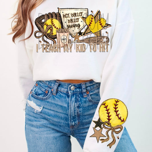 Softball - Teach my kid to hit - DTF TRANSFER (DDVA FDC Sports Collab)
