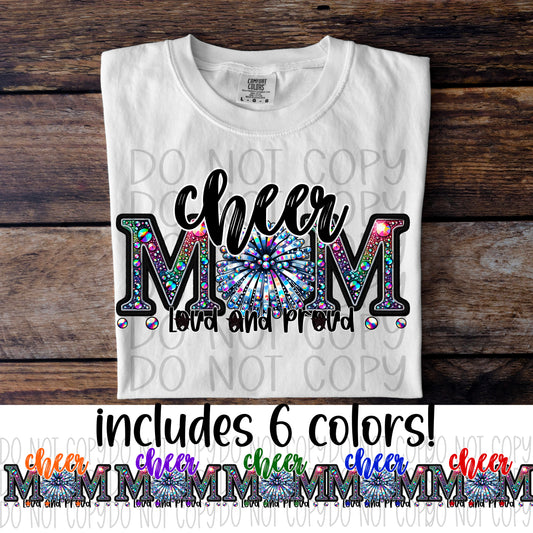 Cheer Mom Faux Rhinestones (CHOOSE YOUR COLOR) - DTF TRANSFER (DDVA FDC Sports Collab)