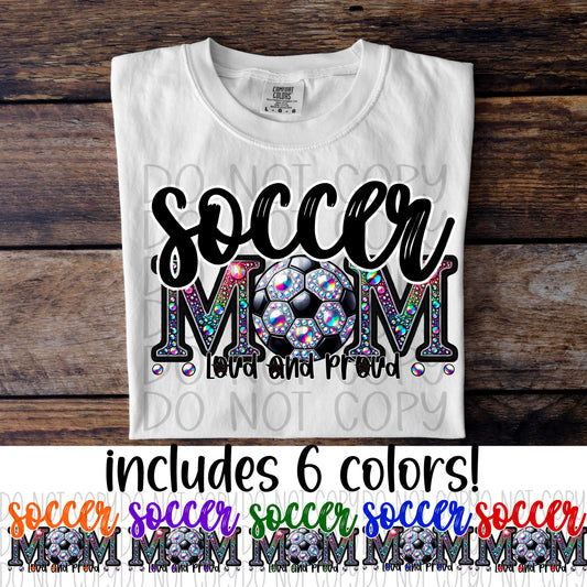 Soccer Mom Faux Rhinestones (CHOOSE YOUR COLOR) - DTF TRANSFER (DDVA FDC Sports Collab)