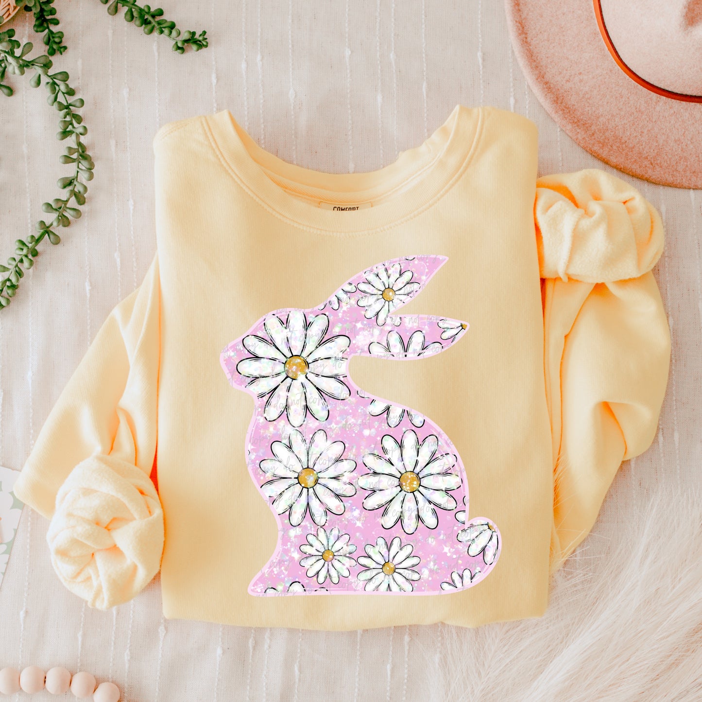 Pink daisy bunny-DTF TRANSFER (VDS F24)