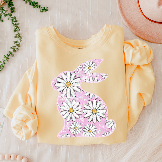 Pink daisy bunny-DTF TRANSFER (VDS F24)