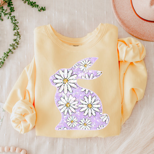 Lavender daisy bunny-DTF TRANSFER (VDS F24)