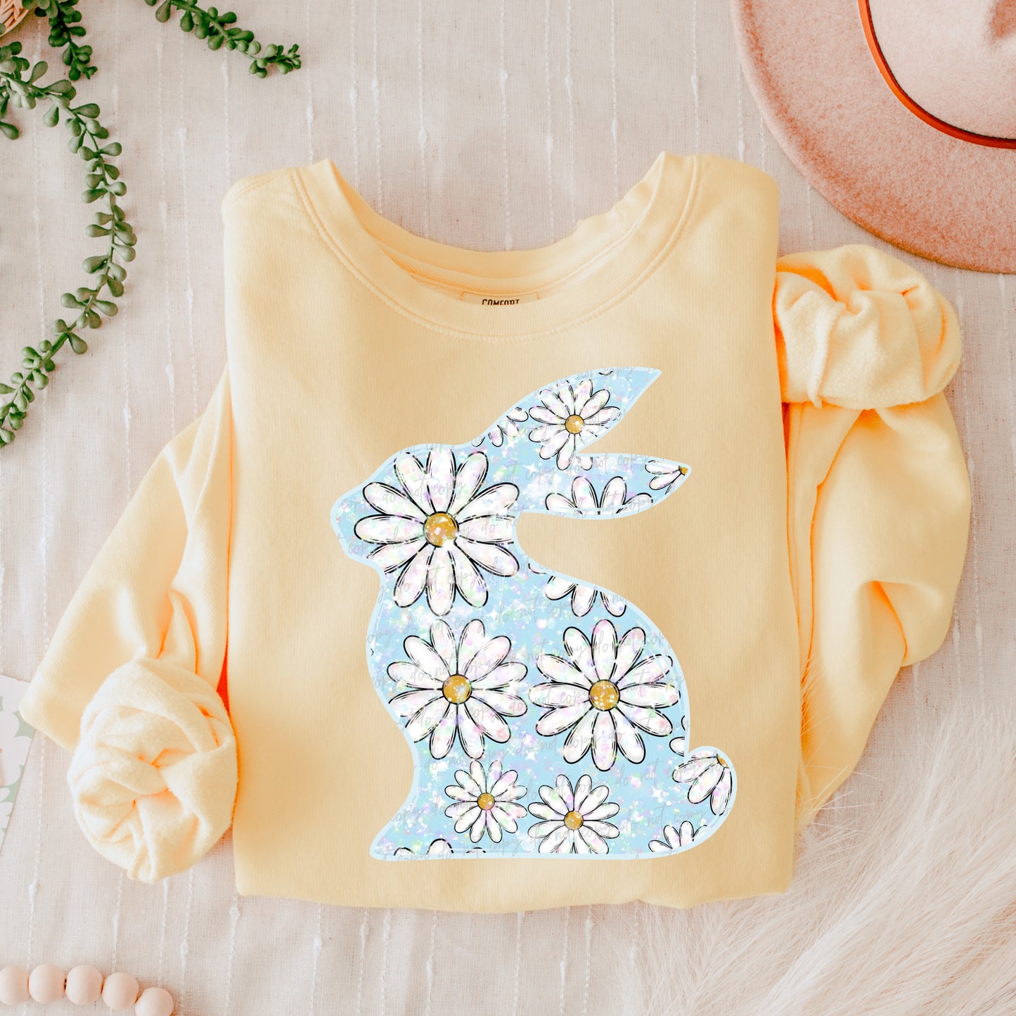 Mint daisy bunny-DTF TRANSFER (VDS F24)