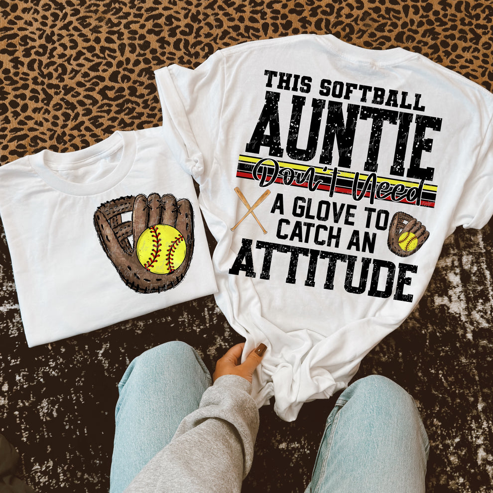 Softball Auntie Attitude-DTF TRANSFER (VDS)