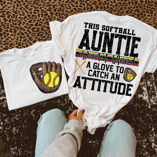 Softball Auntie Attitude-DTF TRANSFER (VDS)
