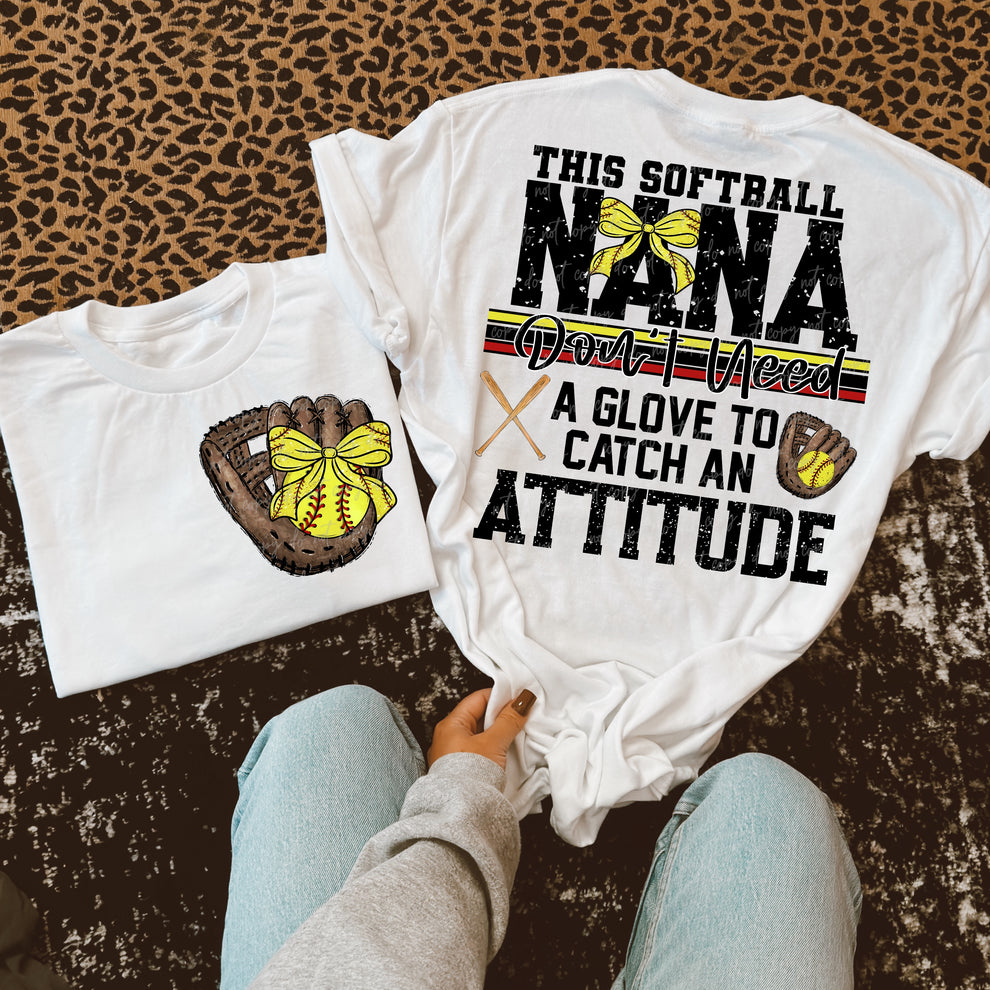 Softball Nana Attitude w/ Bow-DTF TRANSFER (VDS)