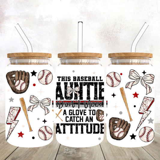 Baseball Auntie-dtf wrap 16oz libbey (VDS F24)