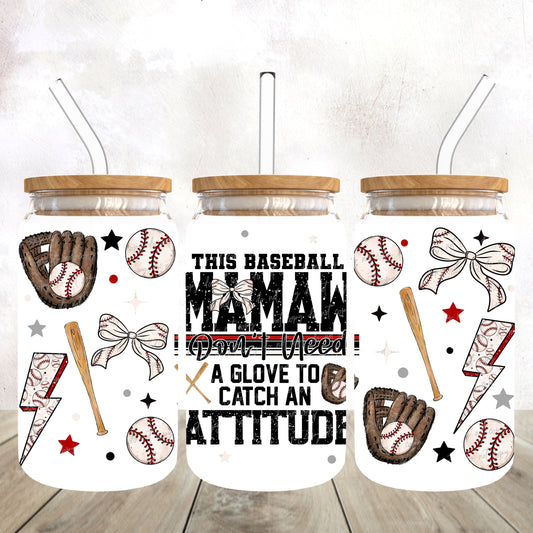 Baseball Mamaw-dtf wrap 16oz libbey (VDS F24)