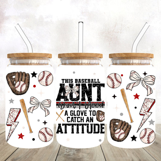 Baseball Aunt-dtf wrap 16oz libbey (VDS F24)