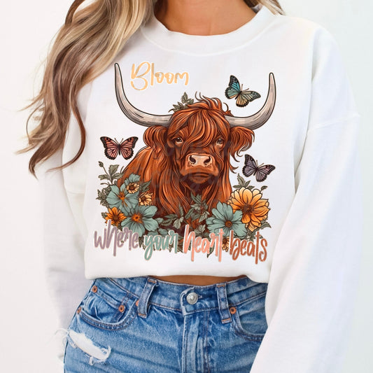 Bloom where your heart beats 🐮-DTF TRANSFER (VDS D24)