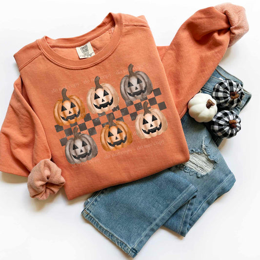 Pumpkins checkered- DTF TRANSFER (CSC.)