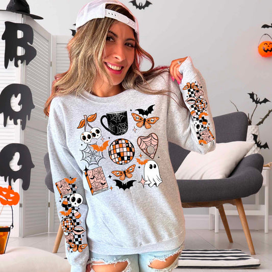 Retro Halloween grid w/ or w/o sleeves - DTF TRANSFER - (CSC)