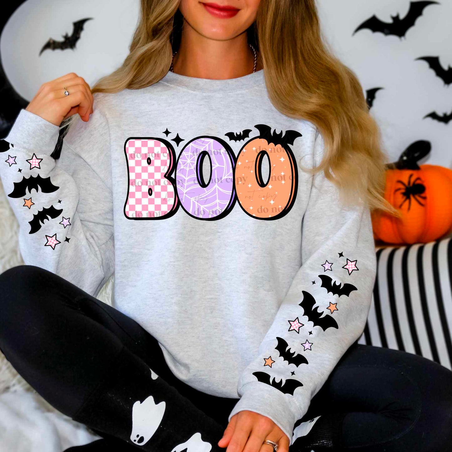 Boo (black) w/ or w/o sleeves - DTF TRANSFER - (CSC)