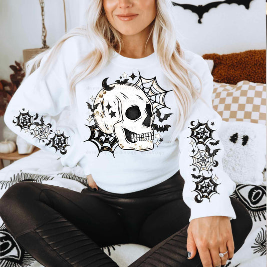 Skull with webs w/ or w/o sleeves - DTF TRANSFER - (CSC)