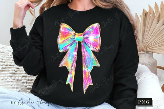 Iridescent coquette bow - DTF TRANSFER (CFD)