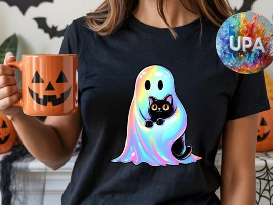 Ghost black cat - DTF TRANSFER (CFD)