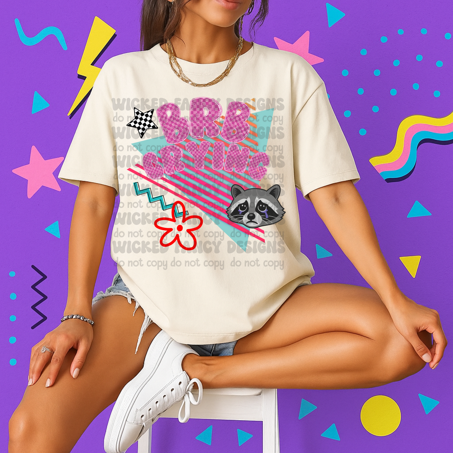 BRB crying raccoon - DTF TRANSFER (WFD)