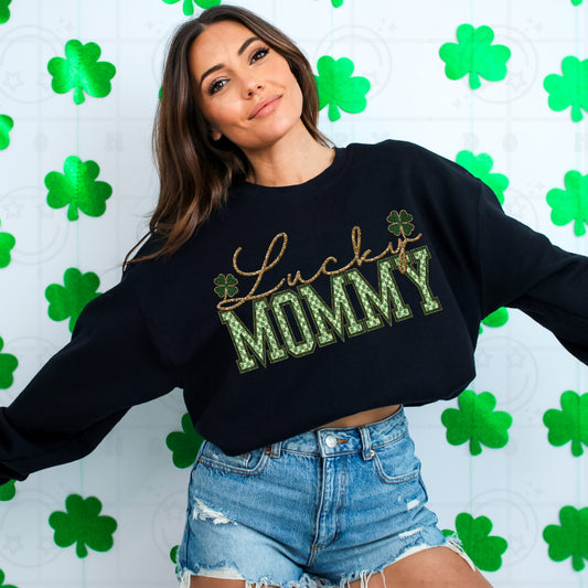 Lucky Mommy Faux Embroidery-DTF TRANSFER (HWD/J25)