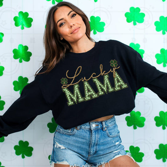 Lucky Mama Faux Embroidery-DTF TRANSFER (HWD/J25)
